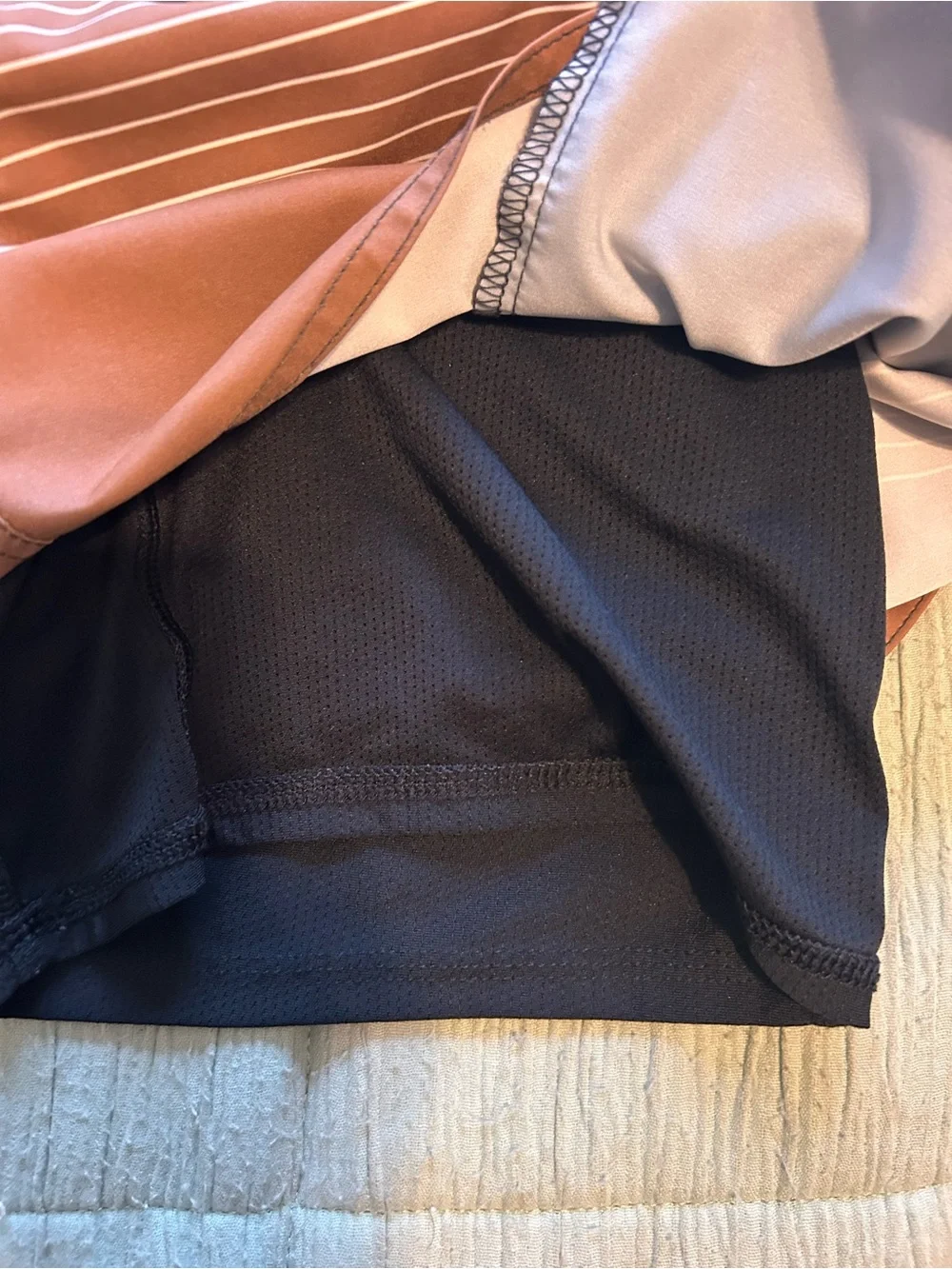 Mens Black and Brown Striped Swim Suit